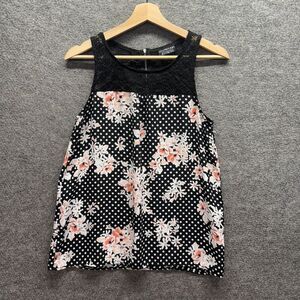 Papermoon Blouse Women S Small Black Floral Zipper Stitch Fix Sleeveless Casual